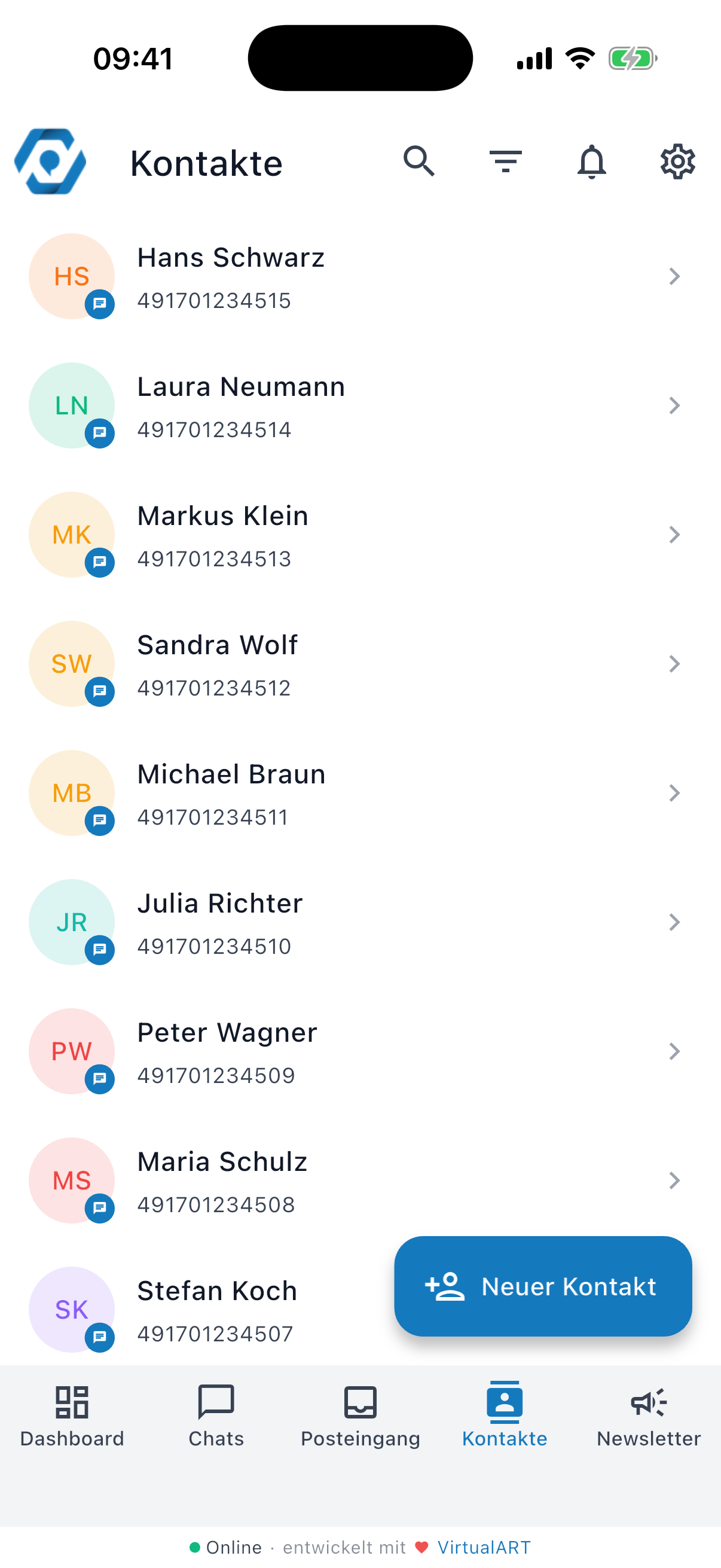 instantKOM Mobile App Kontakte mit zentraler Kunden&uuml;bersicht